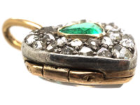 Edwardian Emerald & Rose Diamond Heart Shaped Locket