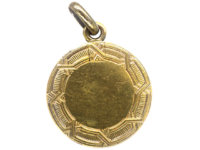 Art Deco 14ct Gold, Cabochon Sapphire & Rose Diamonds Round Locket