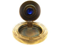 Art Deco 14ct Gold, Cabochon Sapphire & Rose Diamonds Round Locket