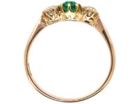 Edwardian 14ct Gold, Three Stone Diamond & Emerald Ring