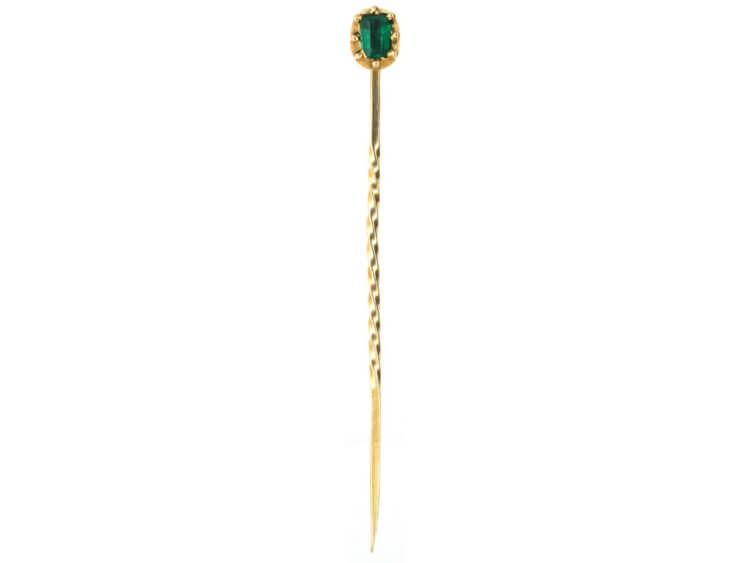 Georgian Gold Tie Pin set with an Emerald