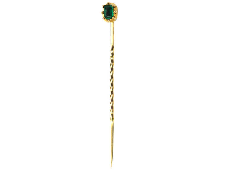 Georgian Gold Tie Pin set with an Emerald