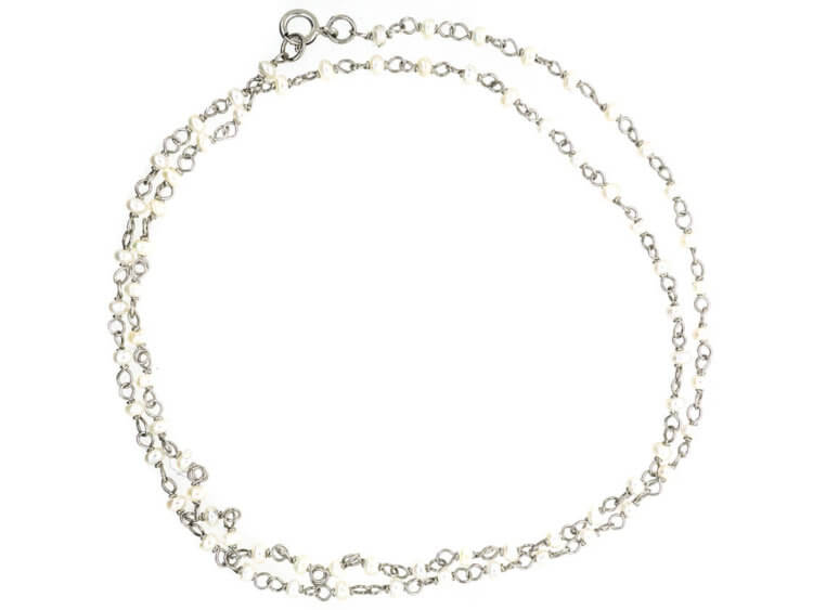 Edwardian Platinum & Natural Pearl Chain