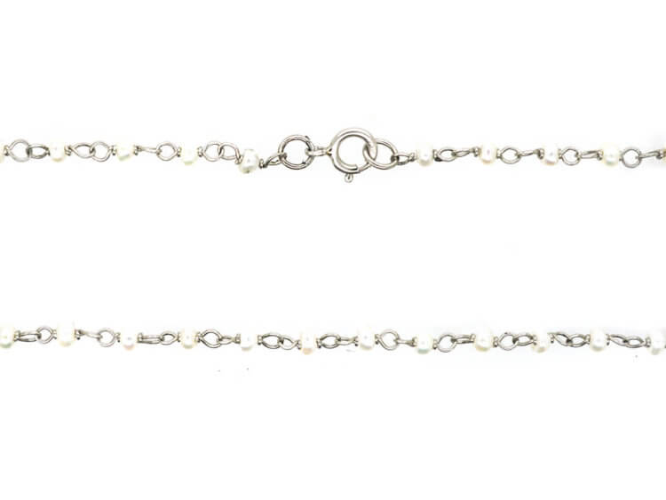 Edwardian Platinum & Natural Pearl Chain