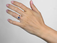 Edwardian 18ct Gold & Platinum, Sapphire & Diamond Oval Cluster Ring