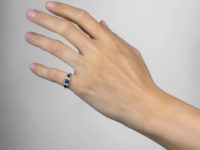 Edwardian 18ct Gold, Sapphire & Diamond Three Stone Carved Half Hoop Ring