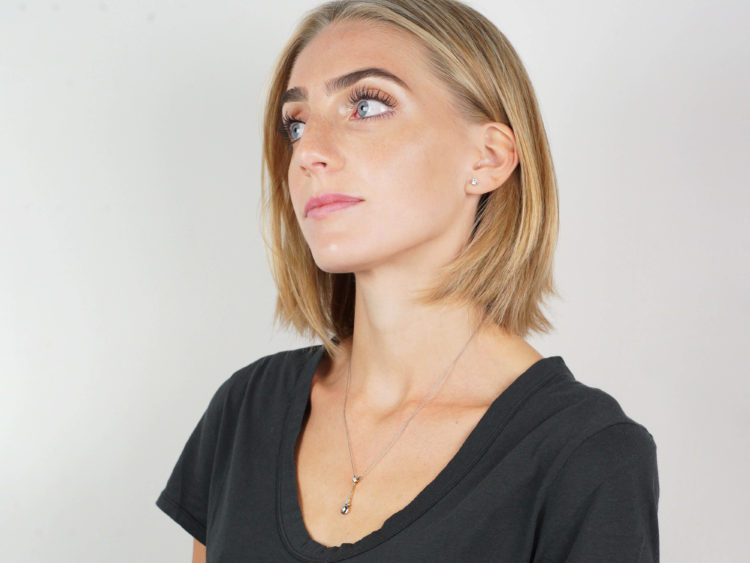 Art Deco Platinum & 15ct Gold Two Diamond Drop Pendant