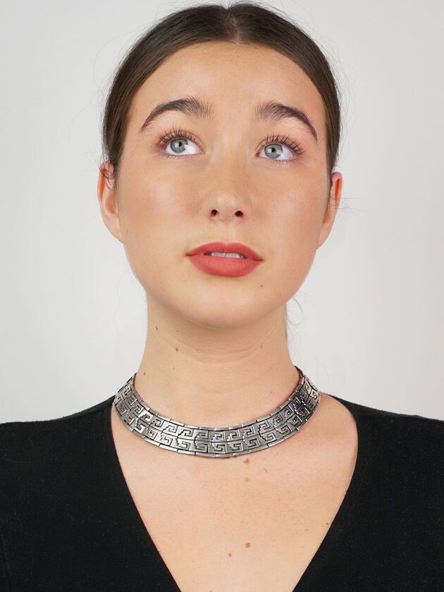 Mexican Indian Design Silver Collar