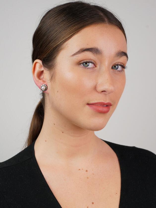 Pearl ​& Diamond Cluster Earrings