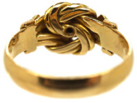 Edwardian 18ct Gold Lover's Knot Ring Set With Three Diamonds