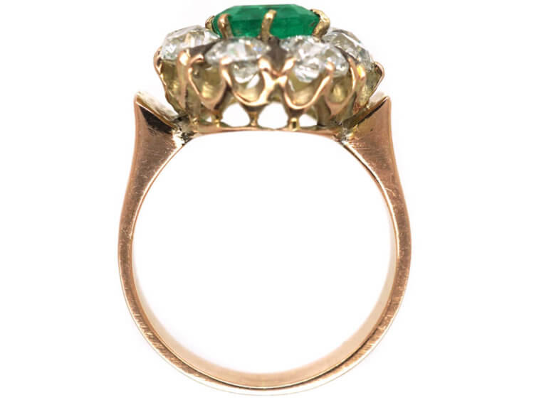 Retro 18ct Rose Gold Emerald Cluster Ring