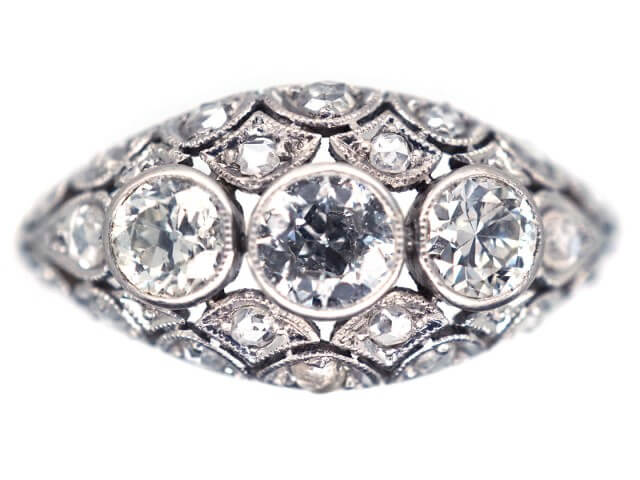 Boat shaped engagement rings