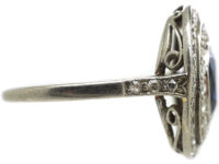 Edwardian Platinum, Sapphire & Diamond Oval Double Cluster Ring
