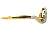 Art Deco 18ct Gold & Platinum Fan Shaped Diamond Ring