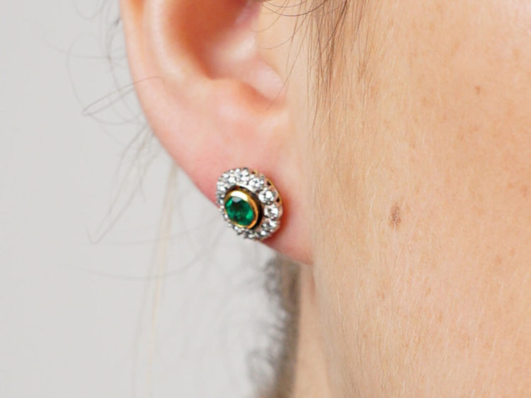 Emerald & Diamond Cluster Earrings