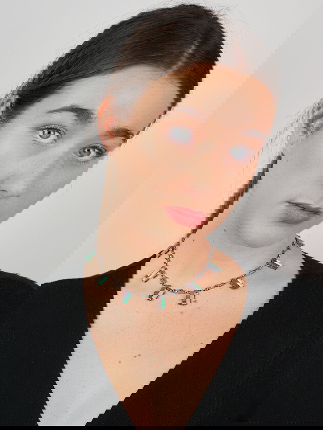 Art Deco Silver, Amazonite & Marcasite Necklace