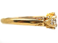 Edwardian 18ct Gold Diamond Carved Half Hoop Ring