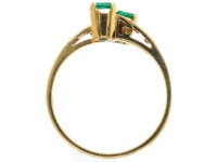 18ct Gold Emerald & Diamond Crossover Ring