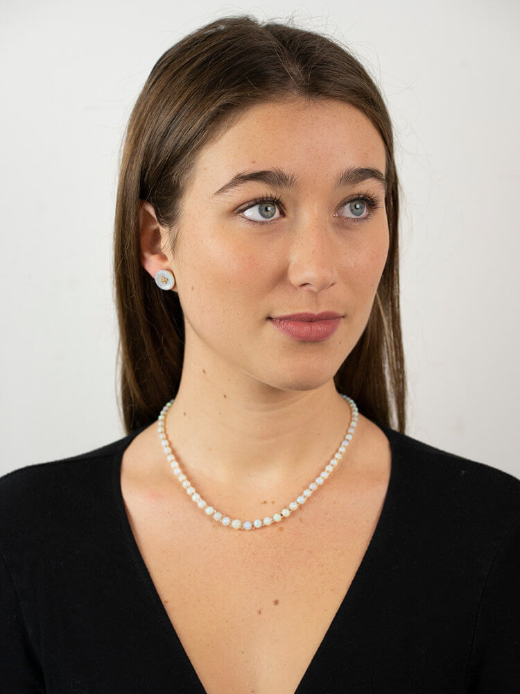 15ct Gold Opal Button Earrings