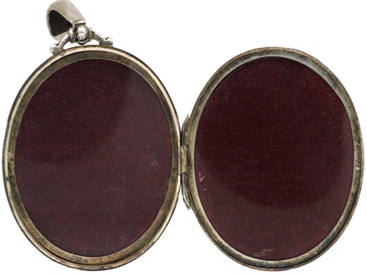 Victorian Silver Oval Locket with Buckle Design