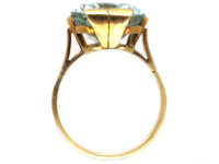 Art Deco 14ct Gold Rectangular Aquamarine Ring