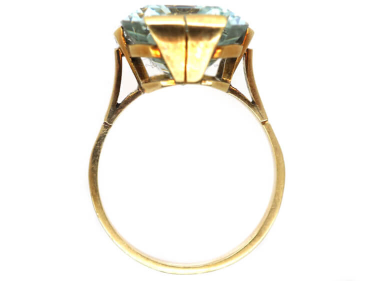 Art Deco 14ct Gold Rectangular Aquamarine Ring