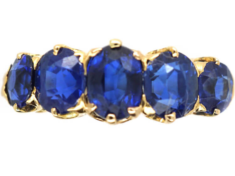 Victorian 18ct Gold & Sapphire Five Stone Ring