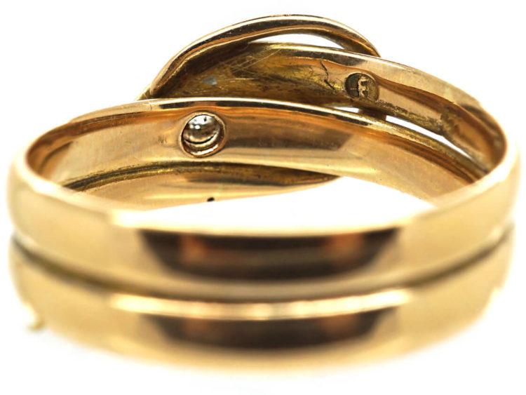 Victorian 15ct Gold Snake Ring set with a Diamond