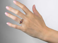 Edwardian 18ct Gold Two Row Ruby & Natural Pearl Ring