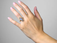 Edwardian 18ct Gold Marquise Shaped Diamond & Moonstone Ring