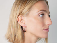 Edwardian Gold & Flat Cut Garnet Pansy Earrings