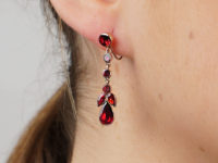 Georgian 9ct Gold & Flat Cut Almandine Garnet Drop Earrings