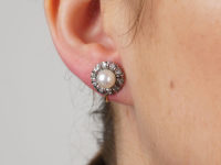 Pearl ​& Diamond Cluster Earrings