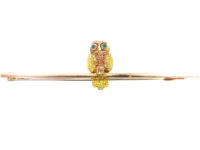 Edwardian 9ct Gold Wise Owl Brooch