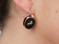 Victorian 9ct Gold & Pietra Dura Flower Earrings