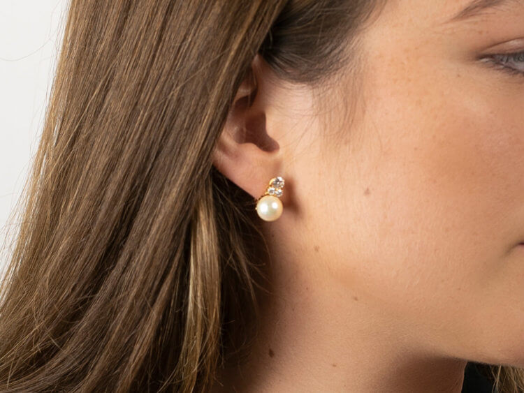 Pearl ​& Diamond Clip ​& Post Earrings