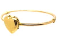 Edwardian 15ct Gold Heart Shape Locket on Bangle