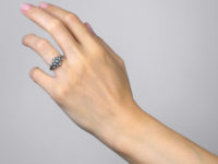 Victorian Diamond Cluster Ring with Diamond Set Leaf Shoulders