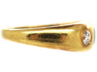 18ct Gold Emerald & Diamond Rub Over Set Ring