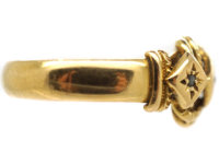 Edwardian 18ct Gold Lover's Knot Ring Set With Three Diamonds