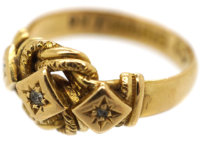Edwardian 18ct Gold Lover's Knot Ring Set With Three Diamonds