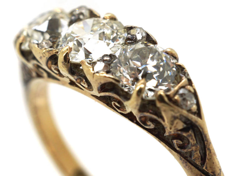 Victorian 18ct Gold Three Stone Diamond Ring