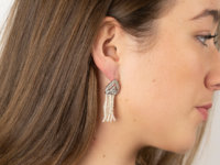 Edwardian Rose Diamond & Seed Pearl Drop Earrings