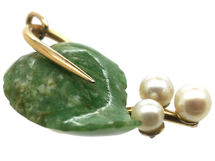 15ct Gold, Jade & Pearl Pendant