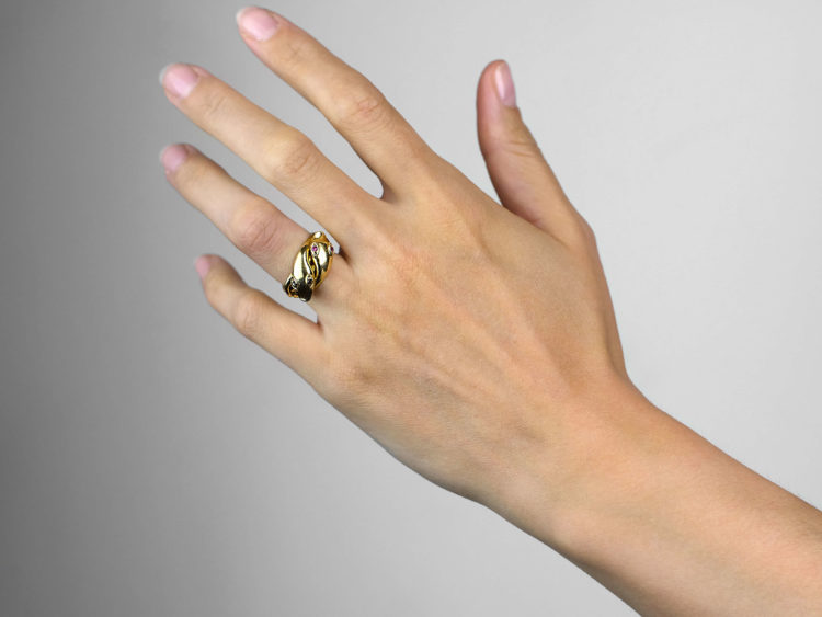Victorian 18ct Gold Double Snake Ring