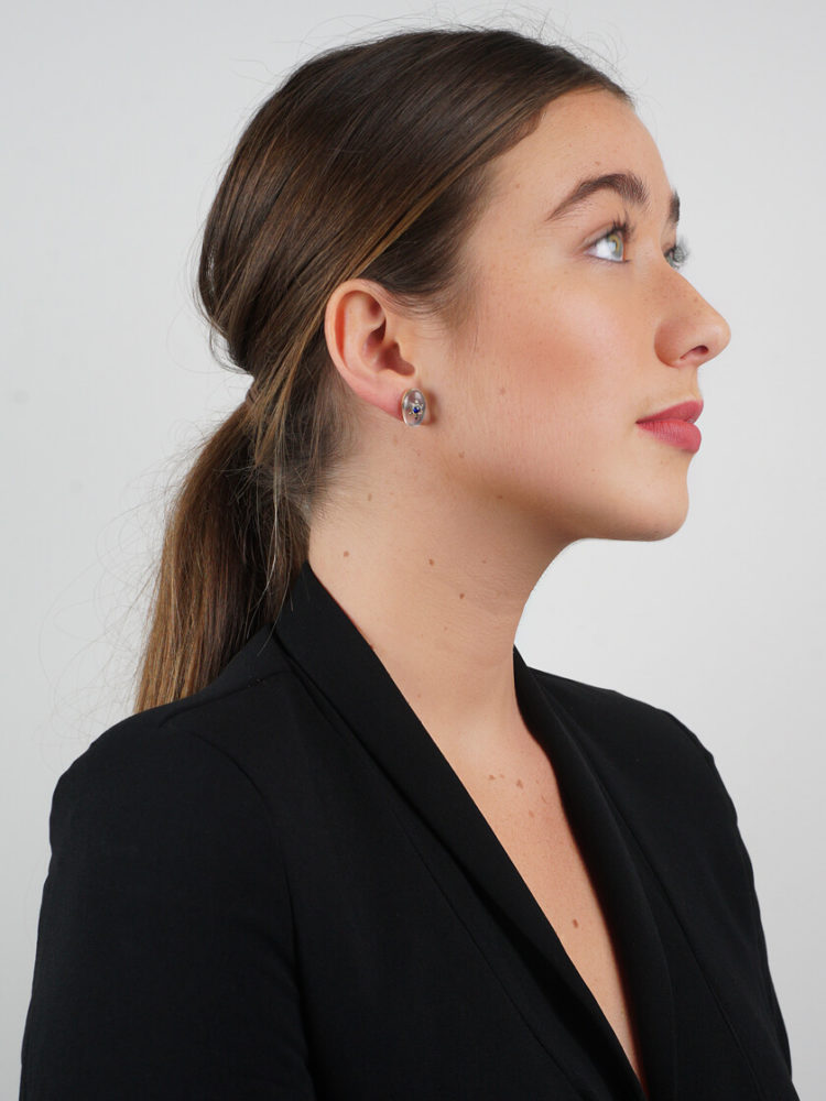 Edwardian Cabochon Moonstone , Sapphire & Rose Diamond Earrings