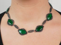 Silver, Chalcedony & Marcasite Art Deco Necklace