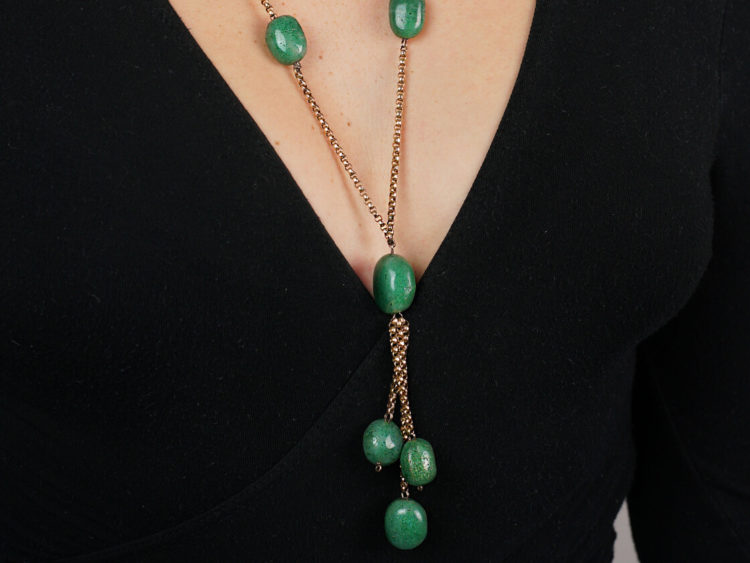 9ct Gold Aventurine Beads Necklace