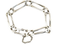 French 1970s Silver Long Curb Link Bracelet