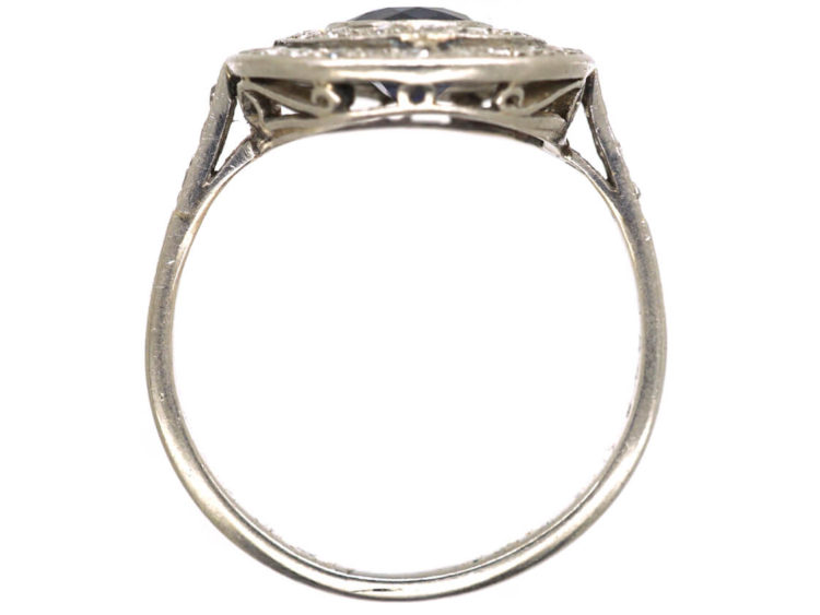 Edwardian Platinum, Sapphire & Diamond Oval Double Cluster Ring